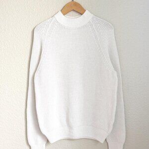 Uniqlo Men's Cream Knit Cotton Blend Long Sleeve Sweater